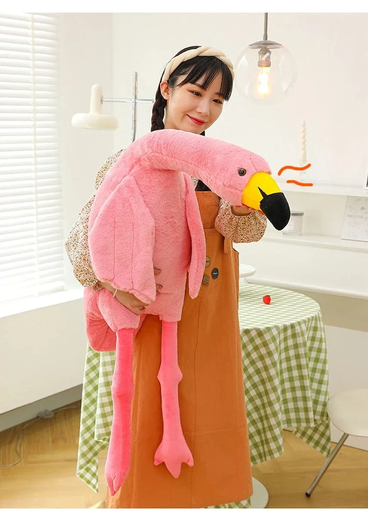 190cm Rosa Ins Flamingo Puppe Stofftier Weiches großes Kissen Mädchen Herzförmiges Lappenbett Bein Geburtstag Weihnachtsgeschenk Plüschtiere Stich