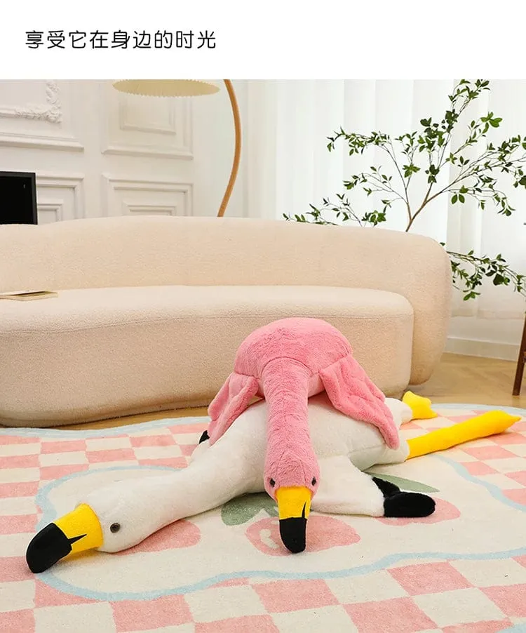 190cm Rosa Ins Flamingo Puppe Stofftier Weiches großes Kissen Mädchen Herzförmiges Lappenbett Bein Geburtstag Weihnachtsgeschenk Plüschtiere Stich