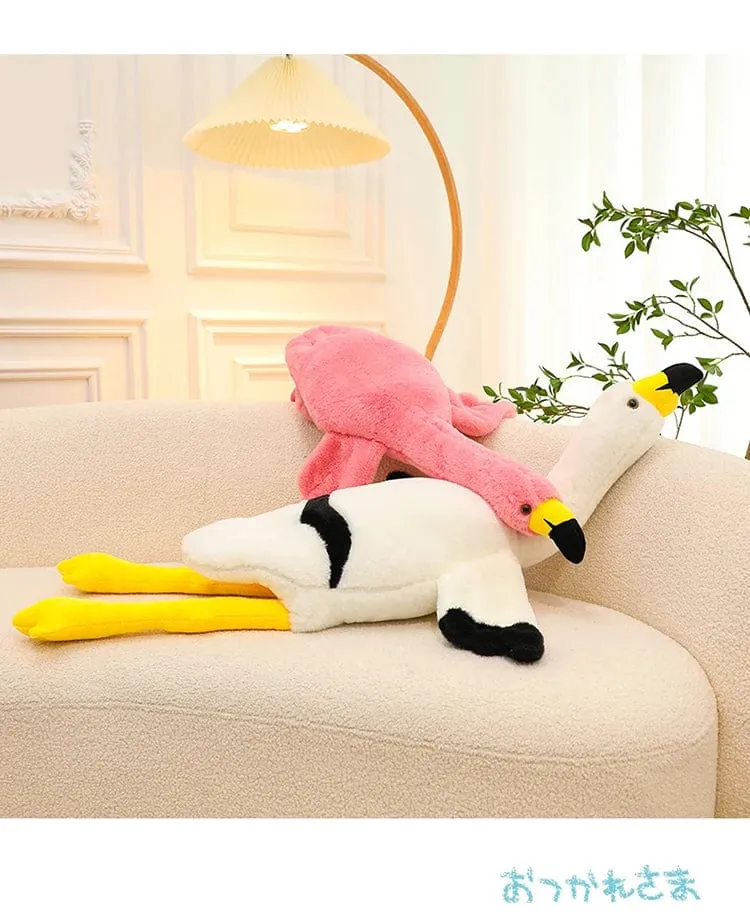 190cm Rosa Ins Flamingo Puppe Stofftier Weiches großes Kissen Mädchen Herzförmiges Lappenbett Bein Geburtstag Weihnachtsgeschenk Plüschtiere Stich
