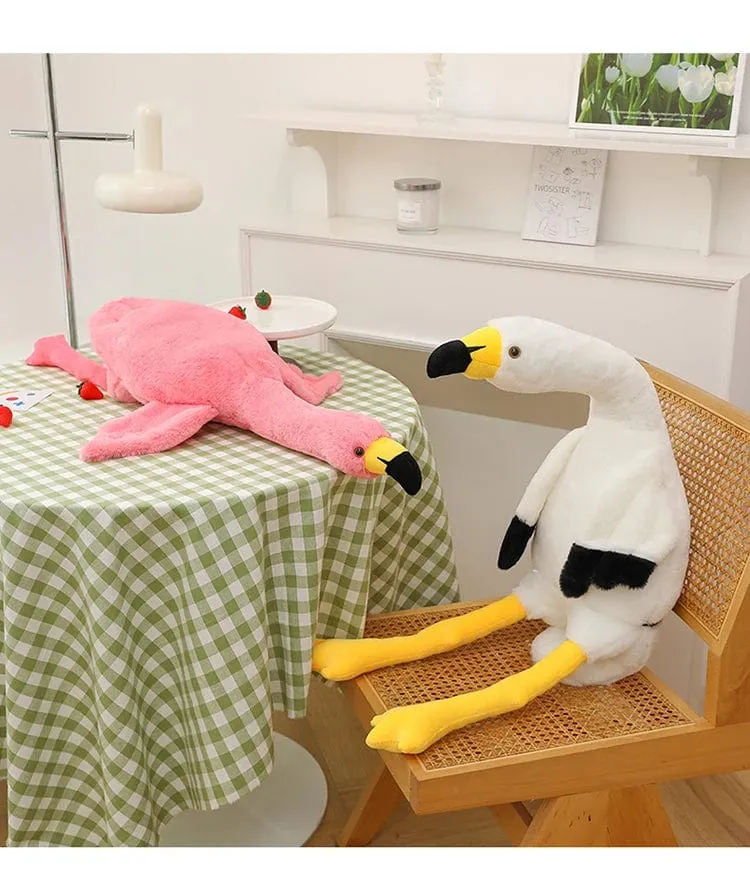 190cm Rosa Ins Flamingo Puppe Stofftier Weiches großes Kissen Mädchen Herzförmiges Lappenbett Bein Geburtstag Weihnachtsgeschenk Plüschtiere Stich
