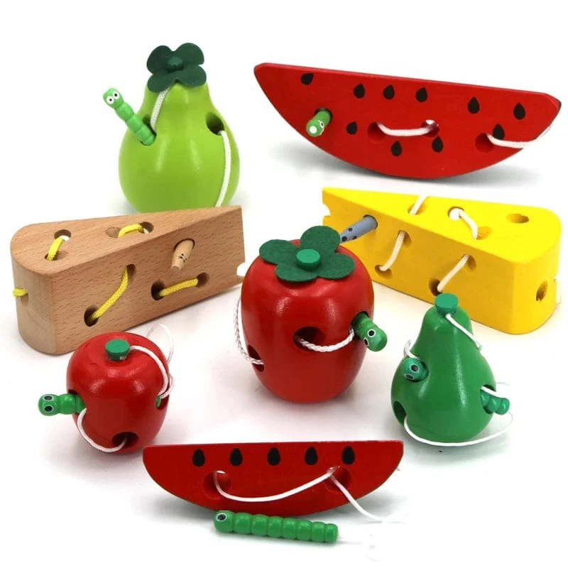 Montessori Spielzeug Wurm Essen Obst Holz Puzzle Spielzeug Kinder Finger Flexible Training Drehen Wurm Pädagogisches Spielzeug für Kinder Geschenke
