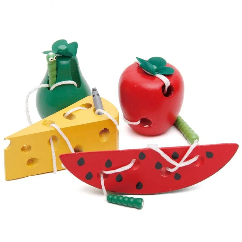 Montessori Spielzeug Wurm Essen Obst Holz Puzzle Spielzeug Kinder Finger Flexible Training Drehen Wurm Pädagogisches Spielzeug für Kinder Geschenke