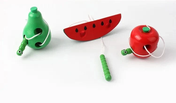 Montessori Spielzeug Wurm Essen Obst Holz Puzzle Spielzeug Kinder Finger Flexible Training Drehen Wurm Pädagogisches Spielzeug für Kinder Geschenke