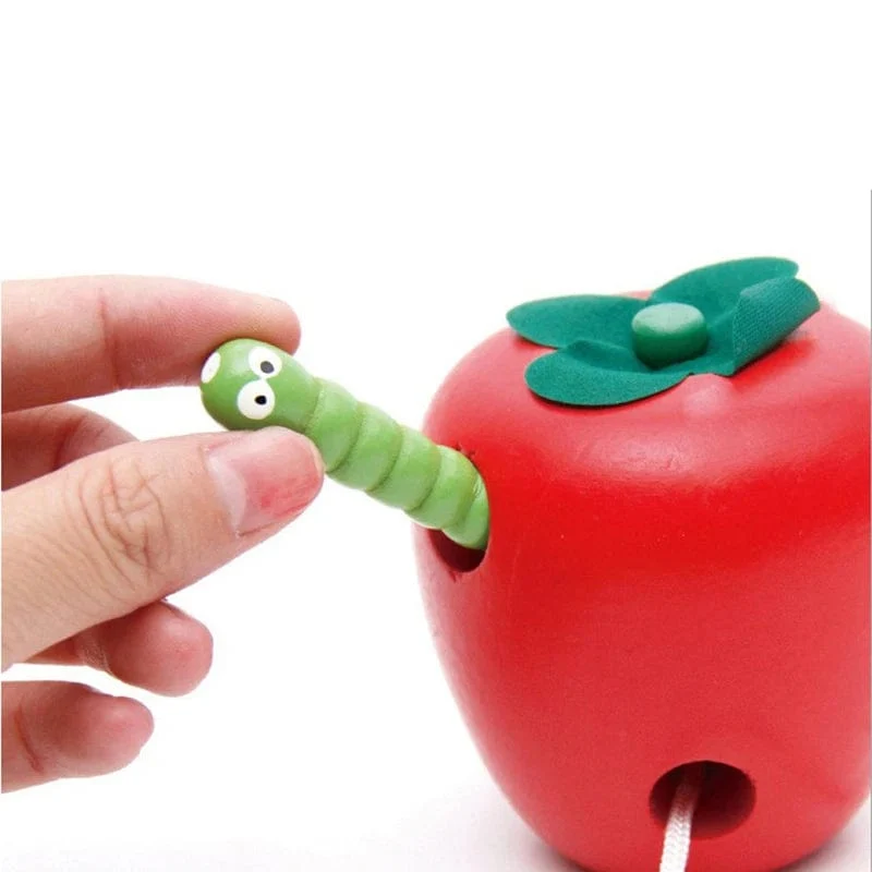 Montessori Spielzeug Wurm Essen Obst Holz Puzzle Spielzeug Kinder Finger Flexible Training Drehen Wurm Pädagogisches Spielzeug für Kinder Geschenke