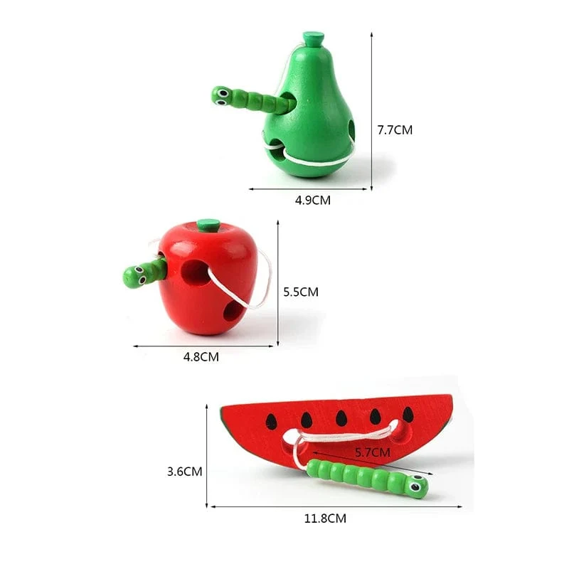 Montessori Spielzeug Wurm Essen Obst Holz Puzzle Spielzeug Kinder Finger Flexible Training Drehen Wurm Pädagogisches Spielzeug für Kinder Geschenke