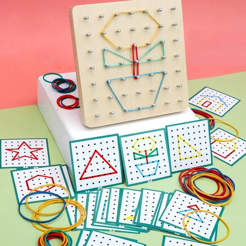 Montessori Geometrie Mathematik Lehrmittel Für Kinder Form Pegboard Puzzle Spiel Frühen Kindheit Pädagogisches Holz Spielzeug Geschenke