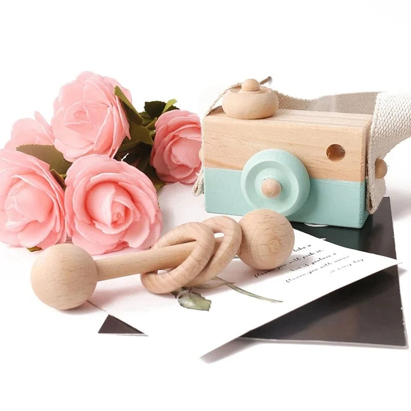 Holz Mode Kamera Baby Spielzeug Anhänger Baby Block Montessori Spielzeug für Kinder Holz DIY Präsentiert Pflege Geschenk Outdoor Spielzeug