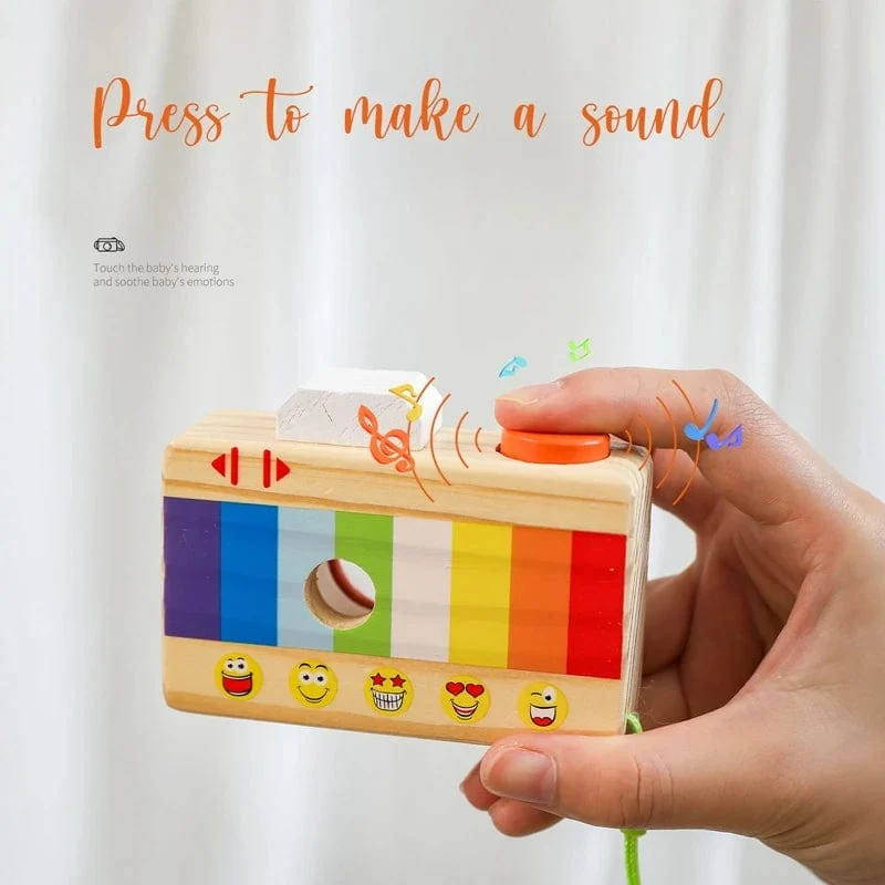 Holz Mode Kamera Baby Spielzeug Anhänger Baby Block Montessori Spielzeug für Kinder Holz DIY Präsentiert Pflege Geschenk Outdoor Spielzeug