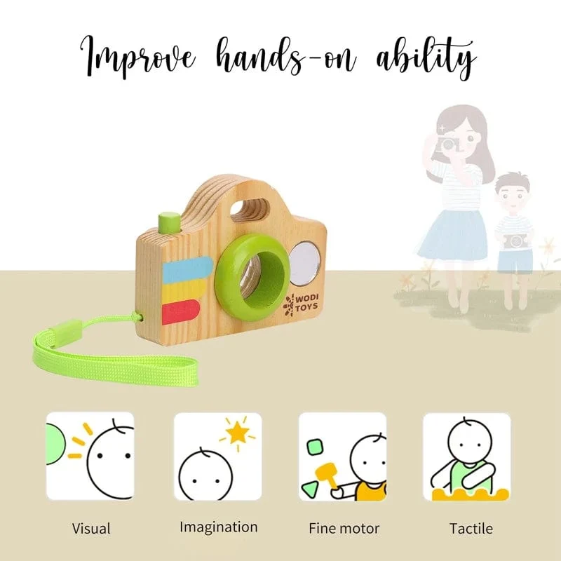 Holz Mode Kamera Baby Spielzeug Anhänger Baby Block Montessori Spielzeug für Kinder Holz DIY Präsentiert Pflege Geschenk Outdoor Spielzeug