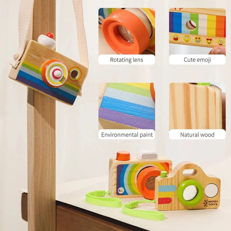 Holz Mode Kamera Baby Spielzeug Anhänger Baby Block Montessori Spielzeug für Kinder Holz DIY Präsentiert Pflege Geschenk Outdoor Spielzeug