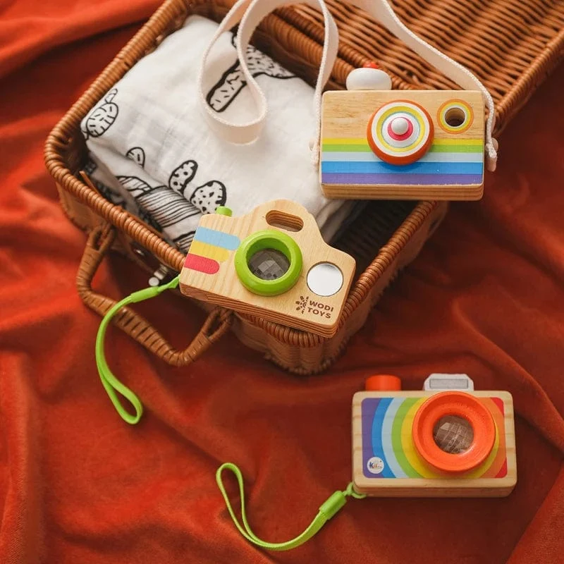 Holz Mode Kamera Baby Spielzeug Anhänger Baby Block Montessori Spielzeug für Kinder Holz DIY Präsentiert Pflege Geschenk Outdoor Spielzeug