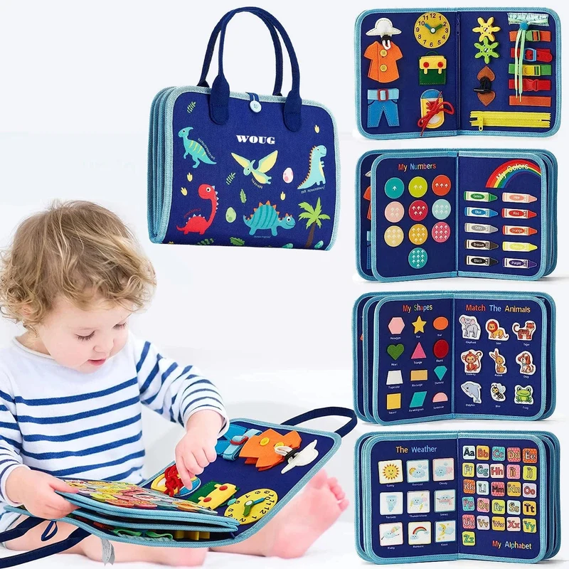 Montessori Beschäftigt Bord Für Kleinkinder, Aktivitäten, Lernspielzeug, Grundlegende Kleidung, Motorik-Fähigkeiten, Baby-Reise-Lernspielzeug Für Weihnachten Geschenk