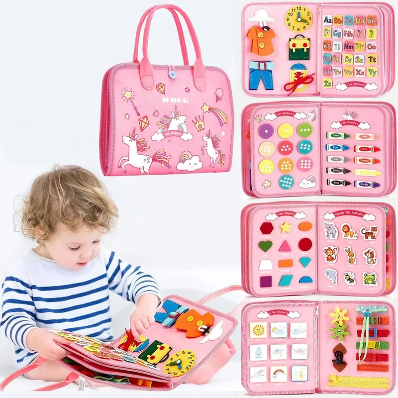 Montessori Beschäftigt Bord Für Kleinkinder, Aktivitäten, Lernspielzeug, Grundlegende Kleidung, Motorik-Fähigkeiten, Baby-Reise-Lernspielzeug Für Weihnachten Geschenk