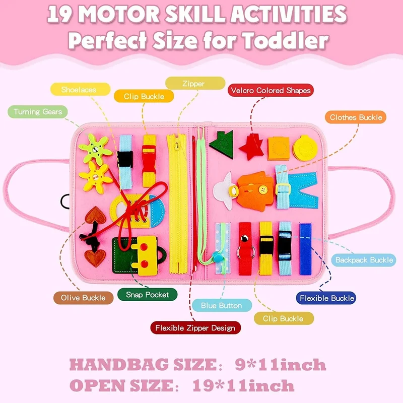 Montessori Beschäftigt Bord Für Kleinkinder, Aktivitäten, Lernspielzeug, Grundlegende Kleidung, Motorik-Fähigkeiten, Baby-Reise-Lernspielzeug Für Weihnachten Geschenk