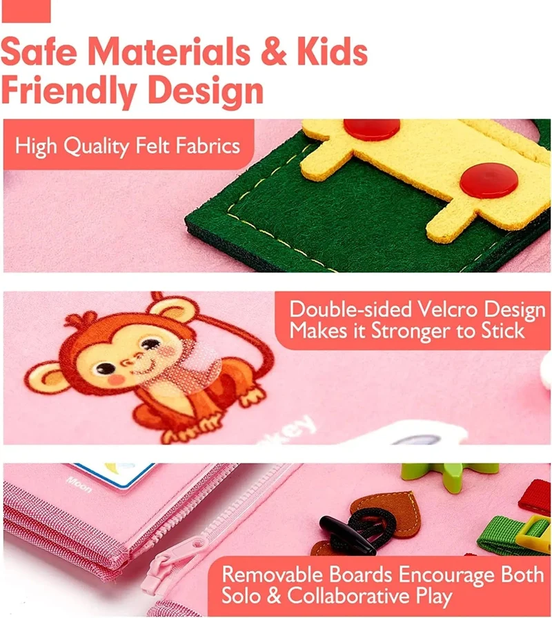 Montessori Beschäftigt Bord Für Kleinkinder, Aktivitäten, Lernspielzeug, Grundlegende Kleidung, Motorik-Fähigkeiten, Baby-Reise-Lernspielzeug Für Weihnachten Geschenk