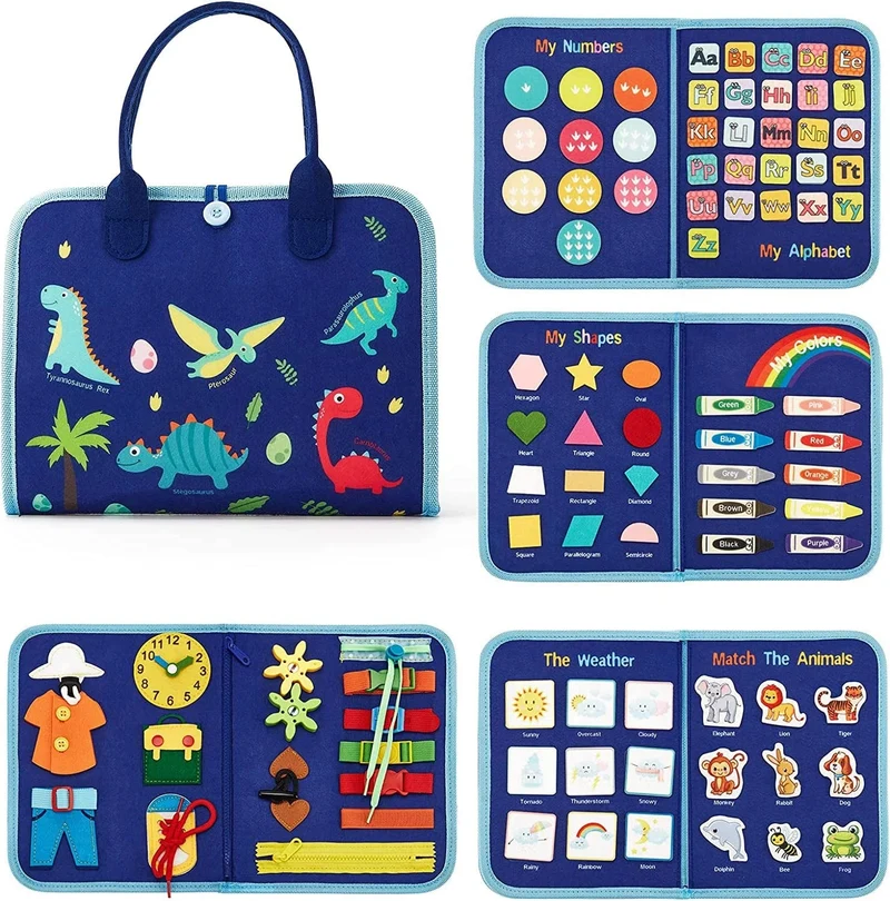 Montessori Beschäftigt Bord Für Kleinkinder, Aktivitäten, Lernspielzeug, Grundlegende Kleidung, Motorik-Fähigkeiten, Baby-Reise-Lernspielzeug Für Weihnachten Geschenk