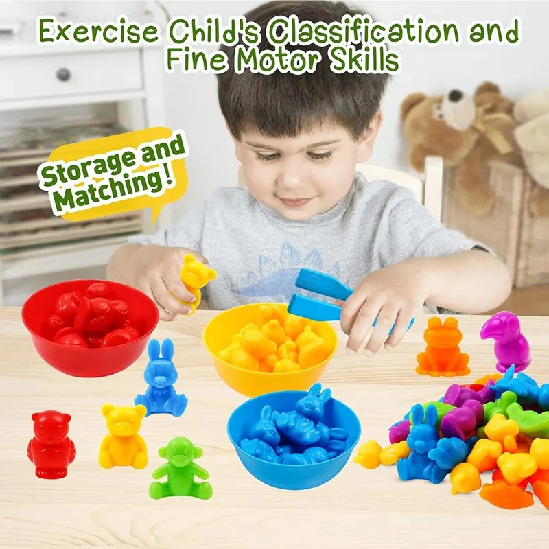 Kinder Matching Spiel Lernen Lernspielzeug Tierkognition Regenbogen Sortieren Feinmotorik Training Montessori Sinnespuzzle Spielzeug Geschenke