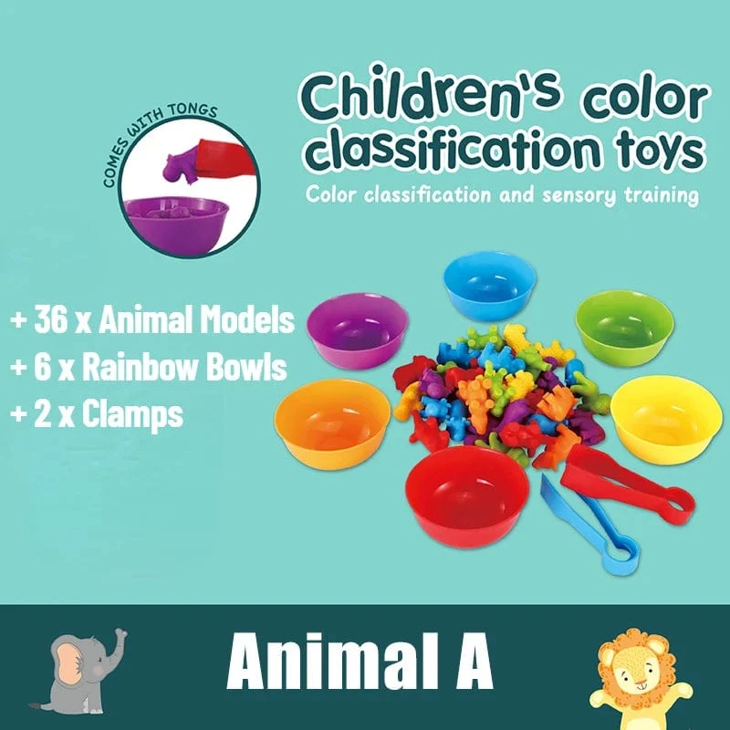 Kinder Matching Spiel Lernen Lernspielzeug Tierkognition Regenbogen Sortieren Feinmotorik Training Montessori Sinnespuzzle Spielzeug Geschenke