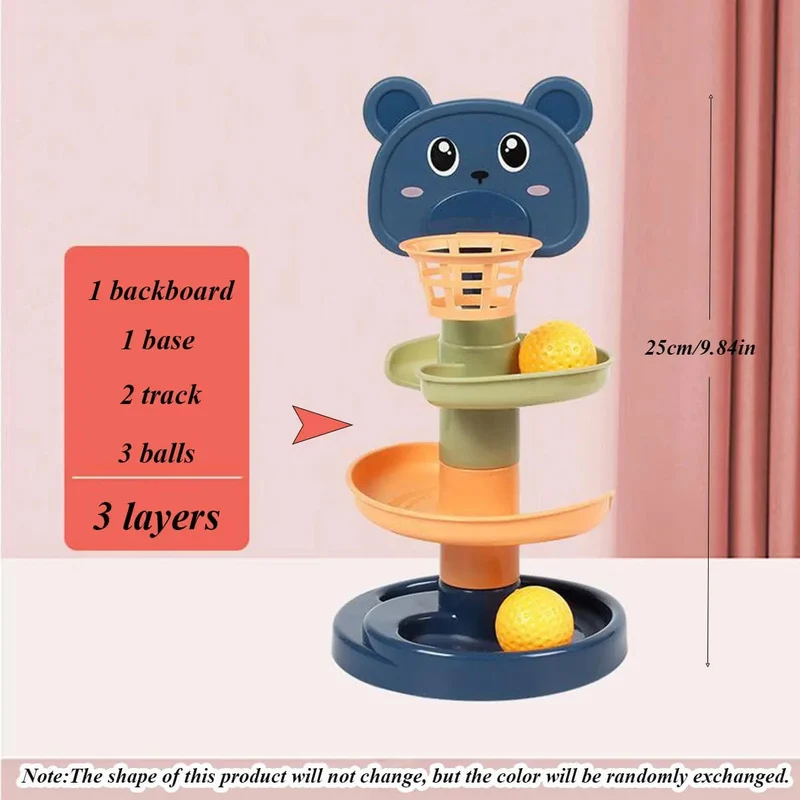 Baby Track Rolling Ball Spielzeug mit verschiedenen Schichten, Frühes pädagogisches Puzzle-Spielzeug für Kinder, Montessori-Gleitbahn-Turm, Kindergeschenk