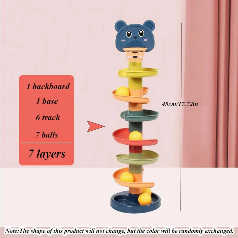 Baby Track Rolling Ball Spielzeug mit verschiedenen Schichten, Frühes pädagogisches Puzzle-Spielzeug für Kinder, Montessori-Gleitbahn-Turm, Kindergeschenk