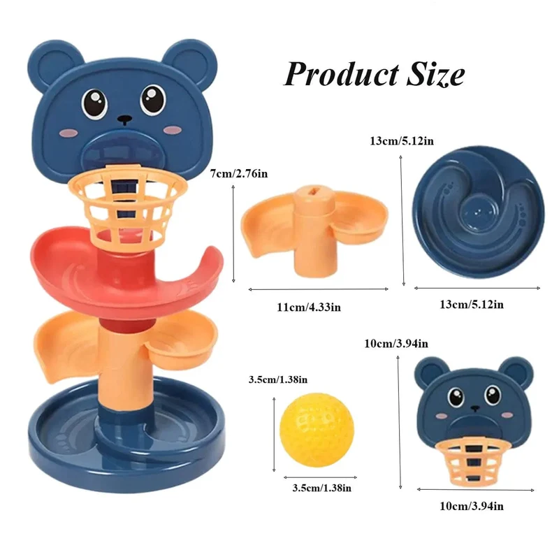 Baby Track Rolling Ball Spielzeug mit verschiedenen Schichten, Frühes pädagogisches Puzzle-Spielzeug für Kinder, Montessori-Gleitbahn-Turm, Kindergeschenk