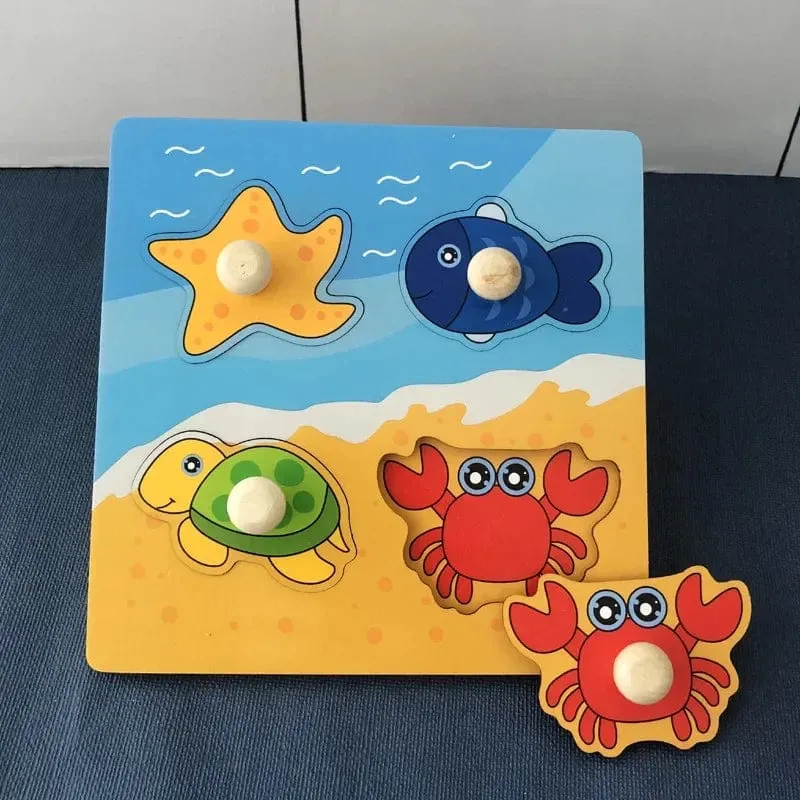 Montessori Baby Holzspielzeug 1 2 3 Jahre Kinder Handgreifbrett Puzzlespiel Kleinkind Feinmotorik Lernspielzeug für Kinder