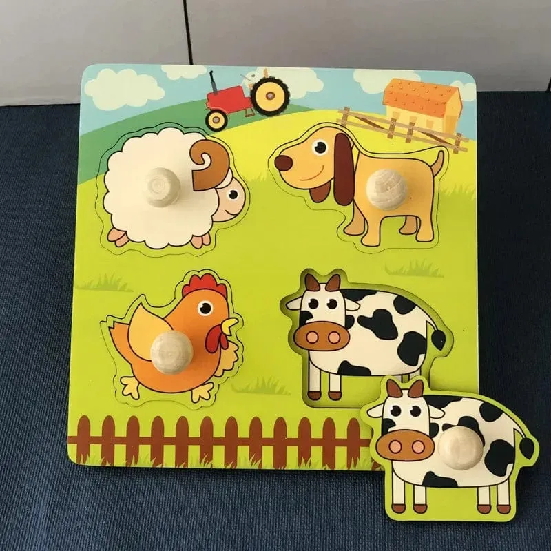 Montessori Baby Holzspielzeug 1 2 3 Jahre Kinder Handgreifbrett Puzzlespiel Kleinkind Feinmotorik Lernspielzeug für Kinder