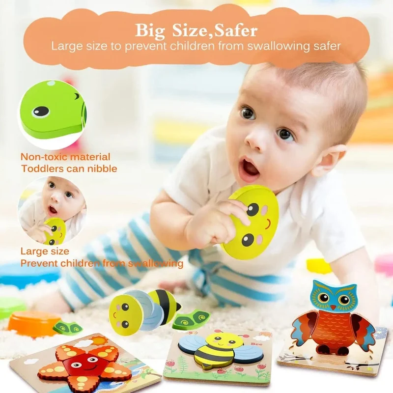 Holz 3D Spielzeug Puzzle Cartoon Tiere Frühen Lernen Kognition Intelligenz Puzzle Spiel Bunte Montessori Baby Kleinkind Geschenke