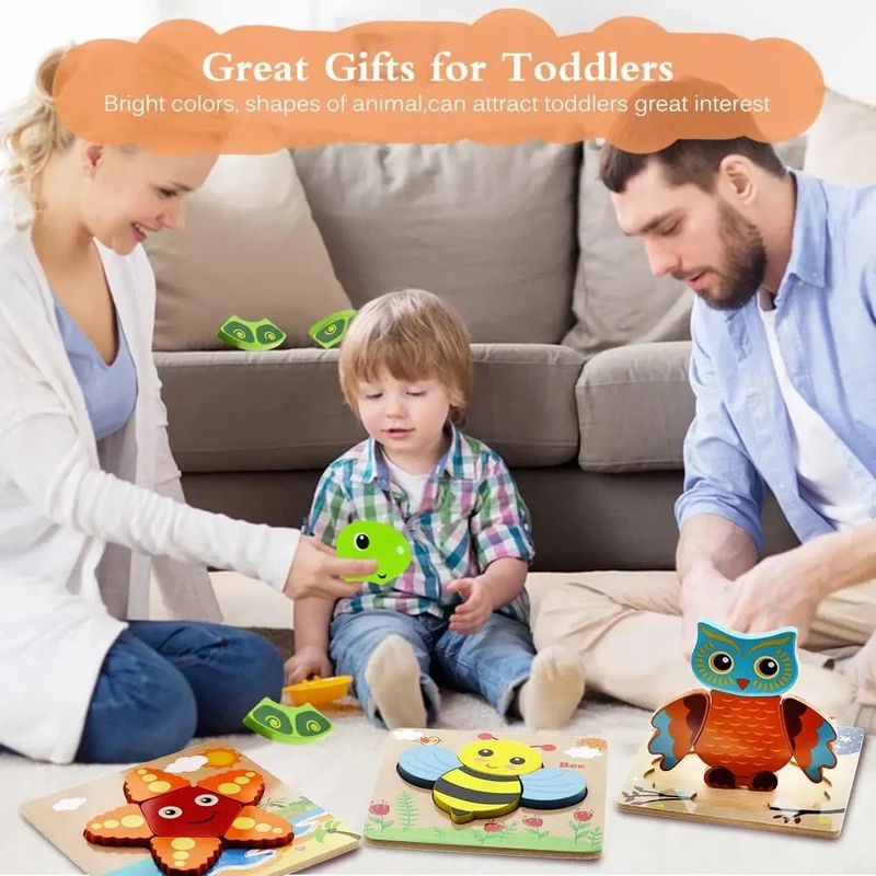 Holz 3D Spielzeug Puzzle Cartoon Tiere Frühen Lernen Kognition Intelligenz Puzzle Spiel Bunte Montessori Baby Kleinkind Geschenke