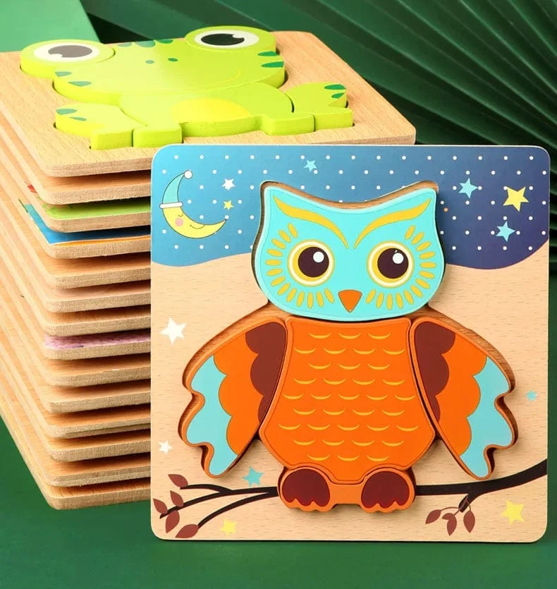 Holz 3D Spielzeug Puzzle Cartoon Tiere Frühen Lernen Kognition Intelligenz Puzzle Spiel Bunte Montessori Baby Kleinkind Geschenke