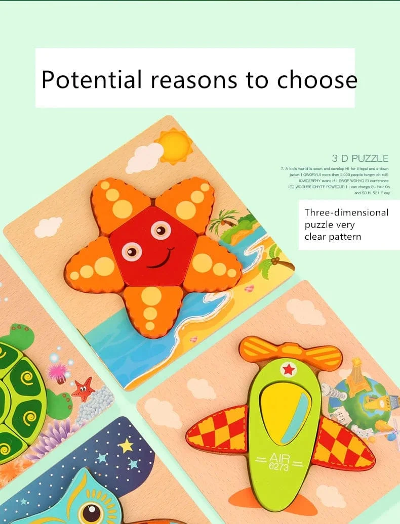 Holz 3D Spielzeug Puzzle Cartoon Tiere Frühen Lernen Kognition Intelligenz Puzzle Spiel Bunte Montessori Baby Kleinkind Geschenke