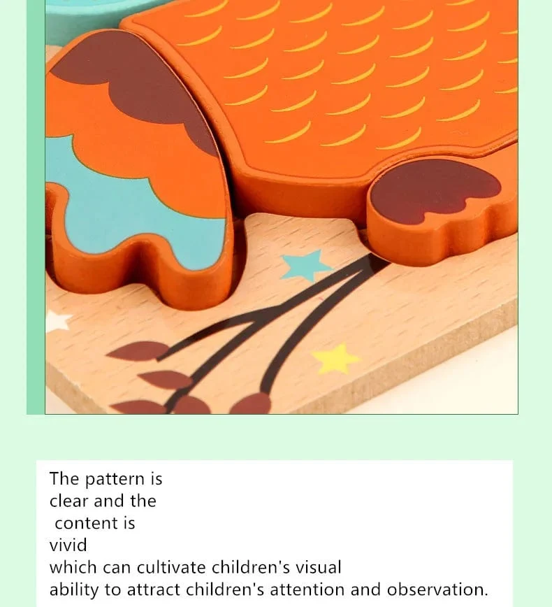 Holz 3D Spielzeug Puzzle Cartoon Tiere Frühen Lernen Kognition Intelligenz Puzzle Spiel Bunte Montessori Baby Kleinkind Geschenke