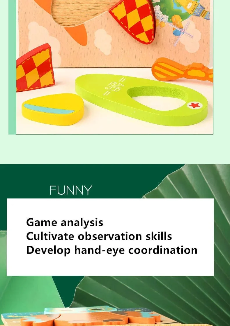 Holz 3D Spielzeug Puzzle Cartoon Tiere Frühen Lernen Kognition Intelligenz Puzzle Spiel Bunte Montessori Baby Kleinkind Geschenke