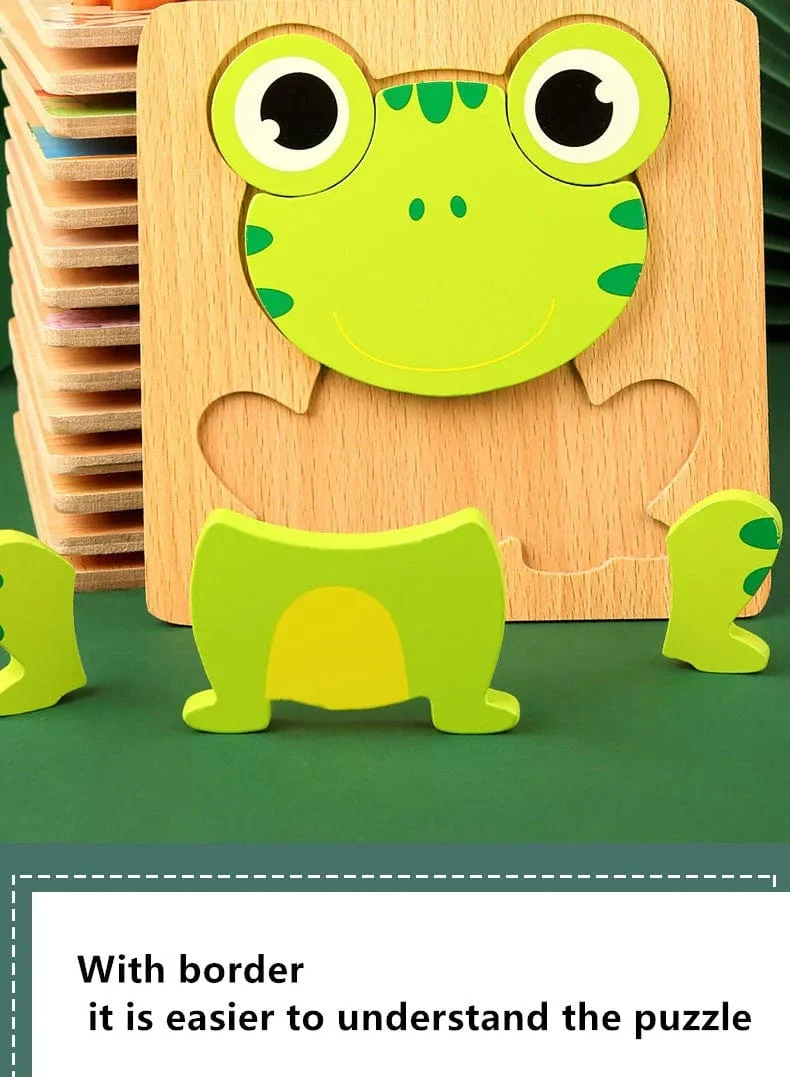 Holz 3D Spielzeug Puzzle Cartoon Tiere Frühen Lernen Kognition Intelligenz Puzzle Spiel Bunte Montessori Baby Kleinkind Geschenke