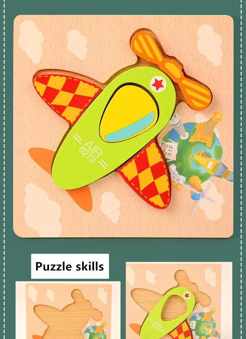 Holz 3D Spielzeug Puzzle Cartoon Tiere Frühen Lernen Kognition Intelligenz Puzzle Spiel Bunte Montessori Baby Kleinkind Geschenke