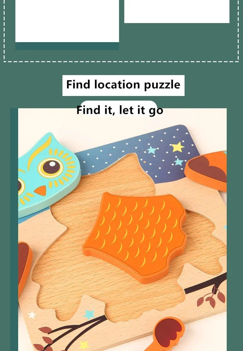 Holz 3D Spielzeug Puzzle Cartoon Tiere Frühen Lernen Kognition Intelligenz Puzzle Spiel Bunte Montessori Baby Kleinkind Geschenke