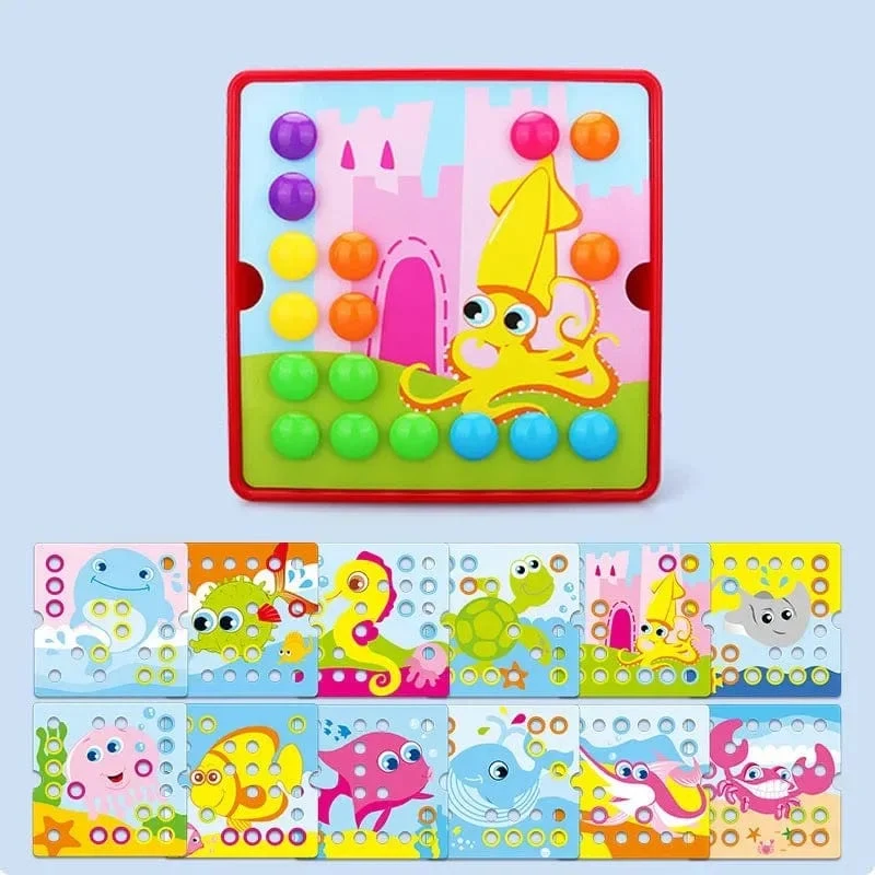 Neu Pilz Nagel DIY Cartoon Handgemachte Spielzeug kinder Montessori Pädagogisches Spielzeug Intelligente 3D Puzzle