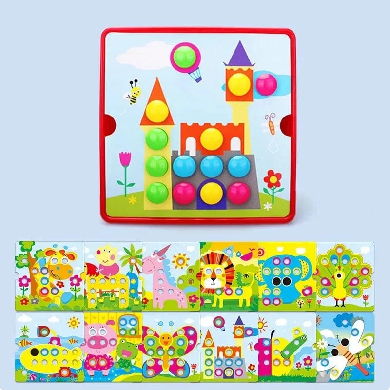 Neu Pilz Nagel DIY Cartoon Handgemachte Spielzeug kinder Montessori Pädagogisches Spielzeug Intelligente 3D Puzzle