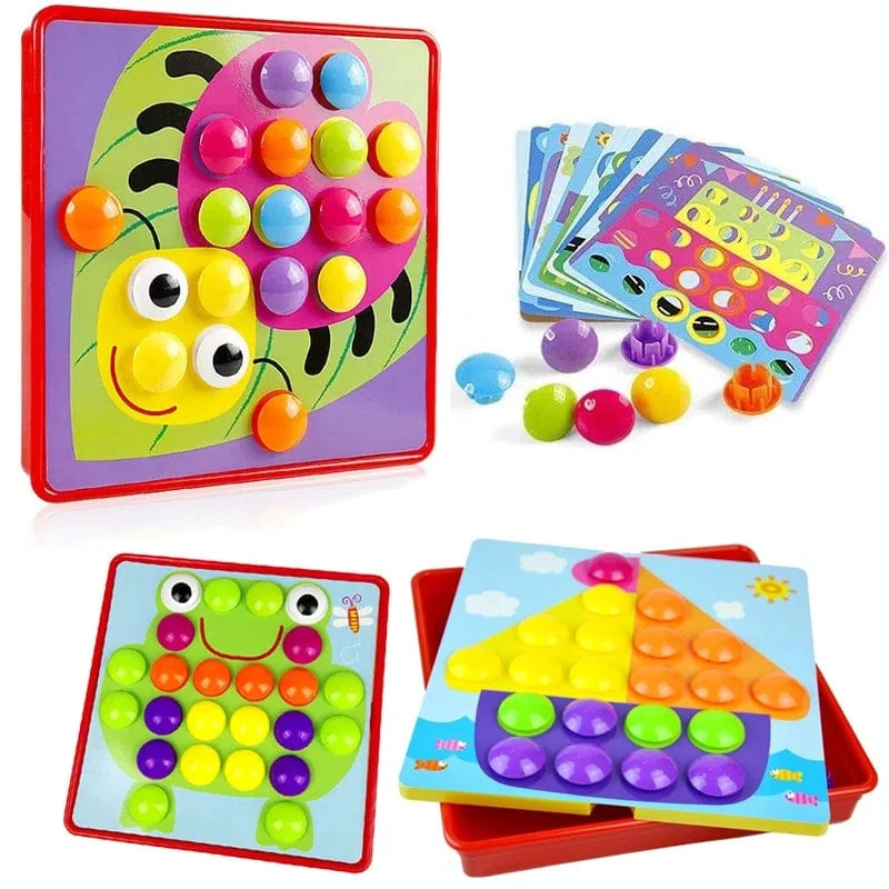 Neu Pilz Nagel DIY Cartoon Handgemachte Spielzeug kinder Montessori Pädagogisches Spielzeug Intelligente 3D Puzzle