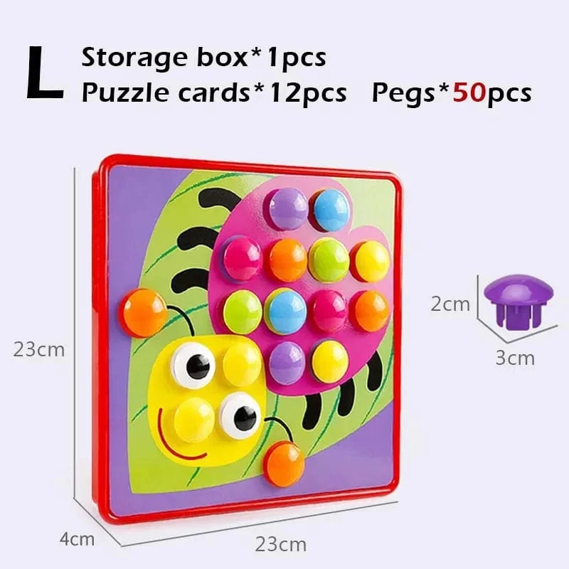 Neu Pilz Nagel DIY Cartoon Handgemachte Spielzeug kinder Montessori Pädagogisches Spielzeug Intelligente 3D Puzzle