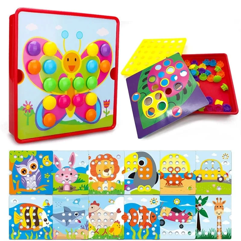 Neu Pilz Nagel DIY Cartoon Handgemachte Spielzeug kinder Montessori Pädagogisches Spielzeug Intelligente 3D Puzzle