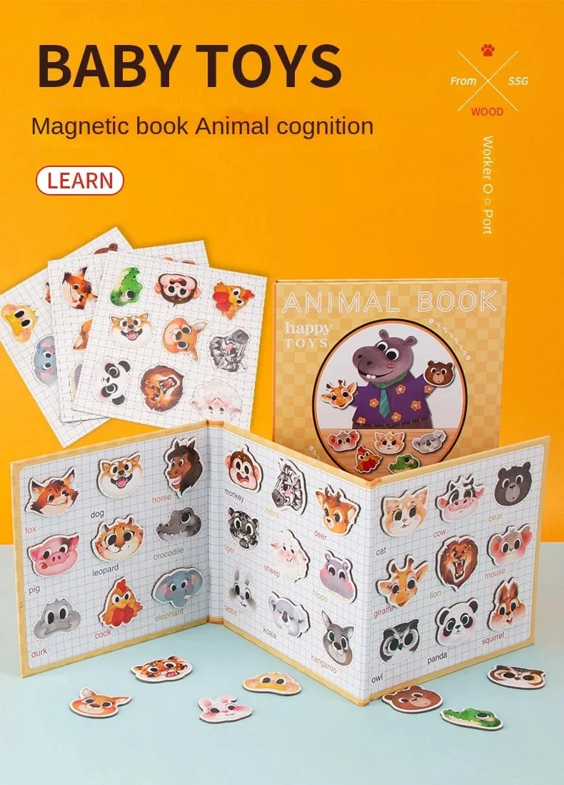 Tiere Puzzle Magnete Bücher Montessori Spielzeug für Kinder Lernen Bildungs ​​Baby Spielzeug Magnetische Buch Puzzles Spiel