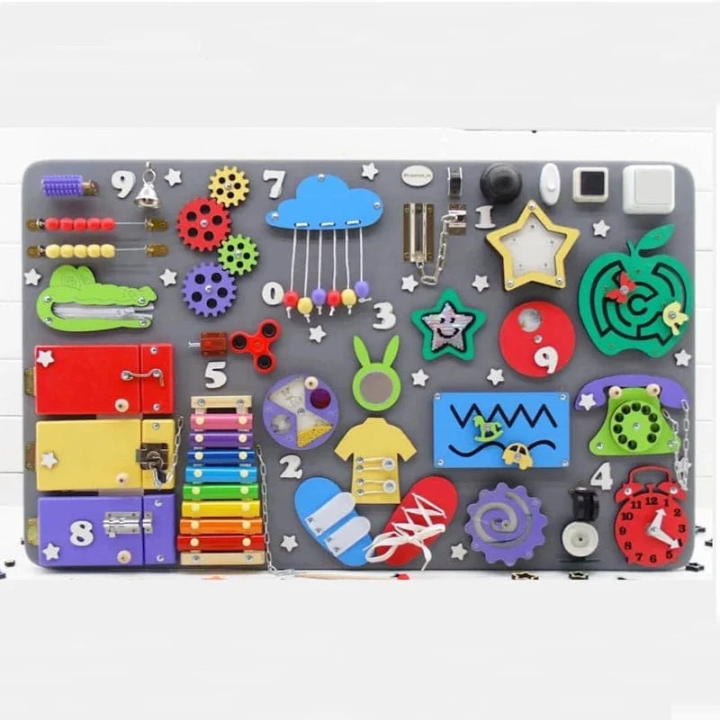 Beschäftigt Bord DIY Montessori Spielzeug Schloss Mobile Kinder Holz Chips Geschicklichkeit Training Eltern-Kind Spiel Puzzle Intelligenz Entwicklung