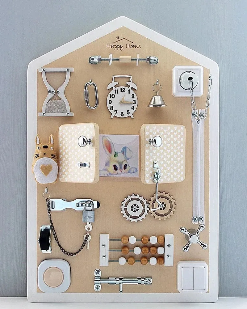 Beschäftigt Bord DIY Montessori Spielzeug Schloss Mobile Kinder Holz Chips Geschicklichkeit Training Eltern-Kind Spiel Puzzle Intelligenz Entwicklung