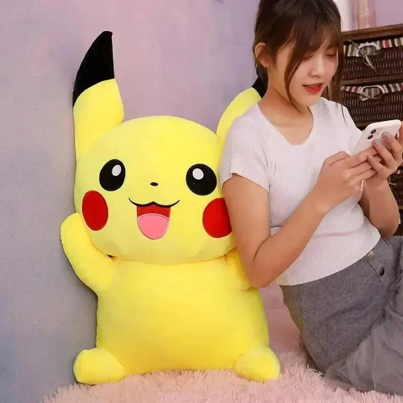 80 cm große Pokemon Pikachu Plüschpuppe Japanischer Anime Süßes und weiches Pikachu Kinderbegleitkollektion Spielzeug Geschenke
