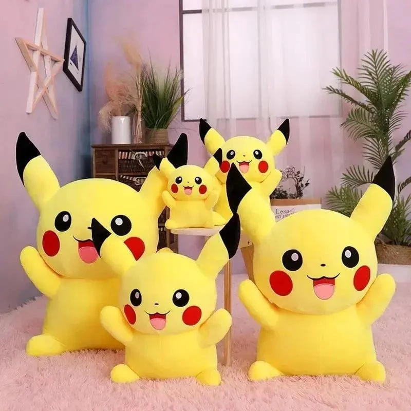80 cm große Pokemon Pikachu Plüschpuppe Japanischer Anime Süßes und weiches Pikachu Kinderbegleitkollektion Spielzeug Geschenke