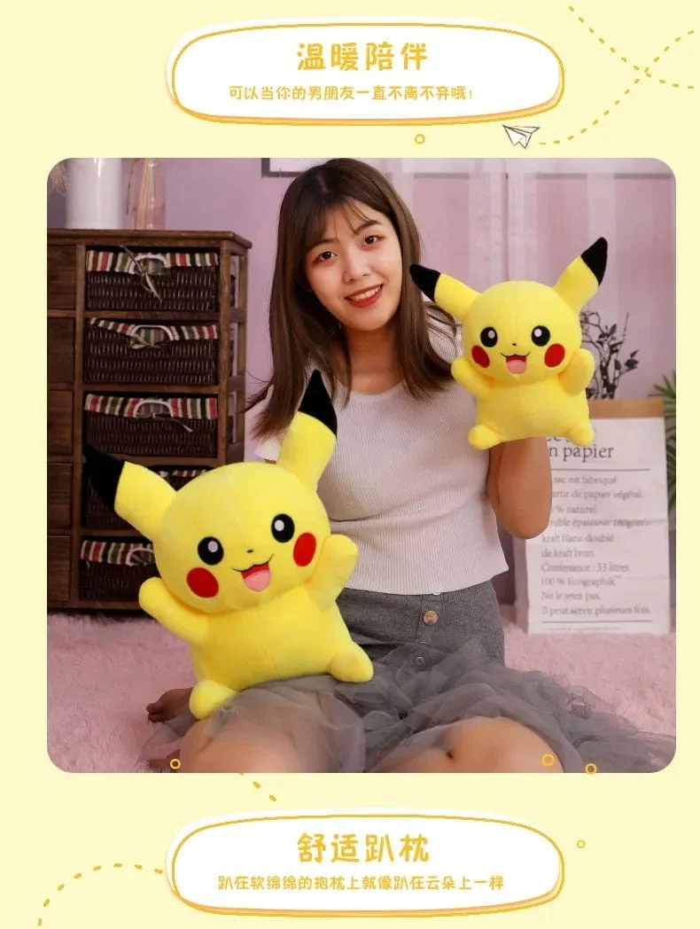 80 cm große Pokemon Pikachu Plüschpuppe Japanischer Anime Süßes und weiches Pikachu Kinderbegleitkollektion Spielzeug Geschenke