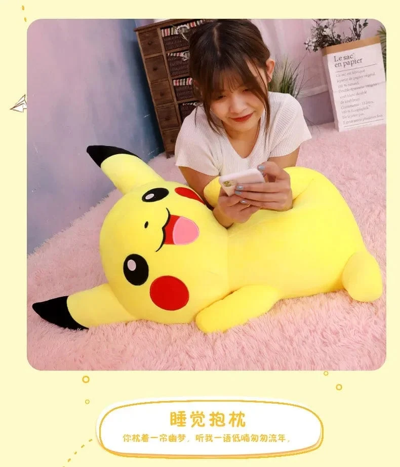 80 cm große Pokemon Pikachu Plüschpuppe Japanischer Anime Süßes und weiches Pikachu Kinderbegleitkollektion Spielzeug Geschenke