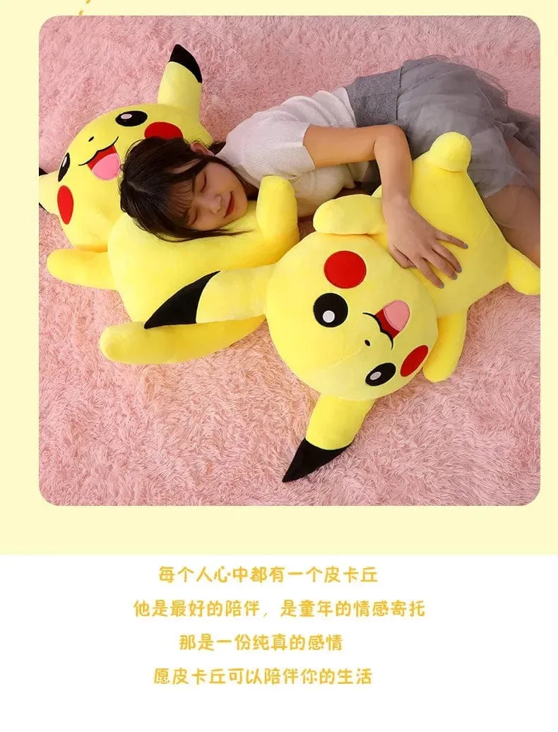80 cm große Pokemon Pikachu Plüschpuppe Japanischer Anime Süßes und weiches Pikachu Kinderbegleitkollektion Spielzeug Geschenke