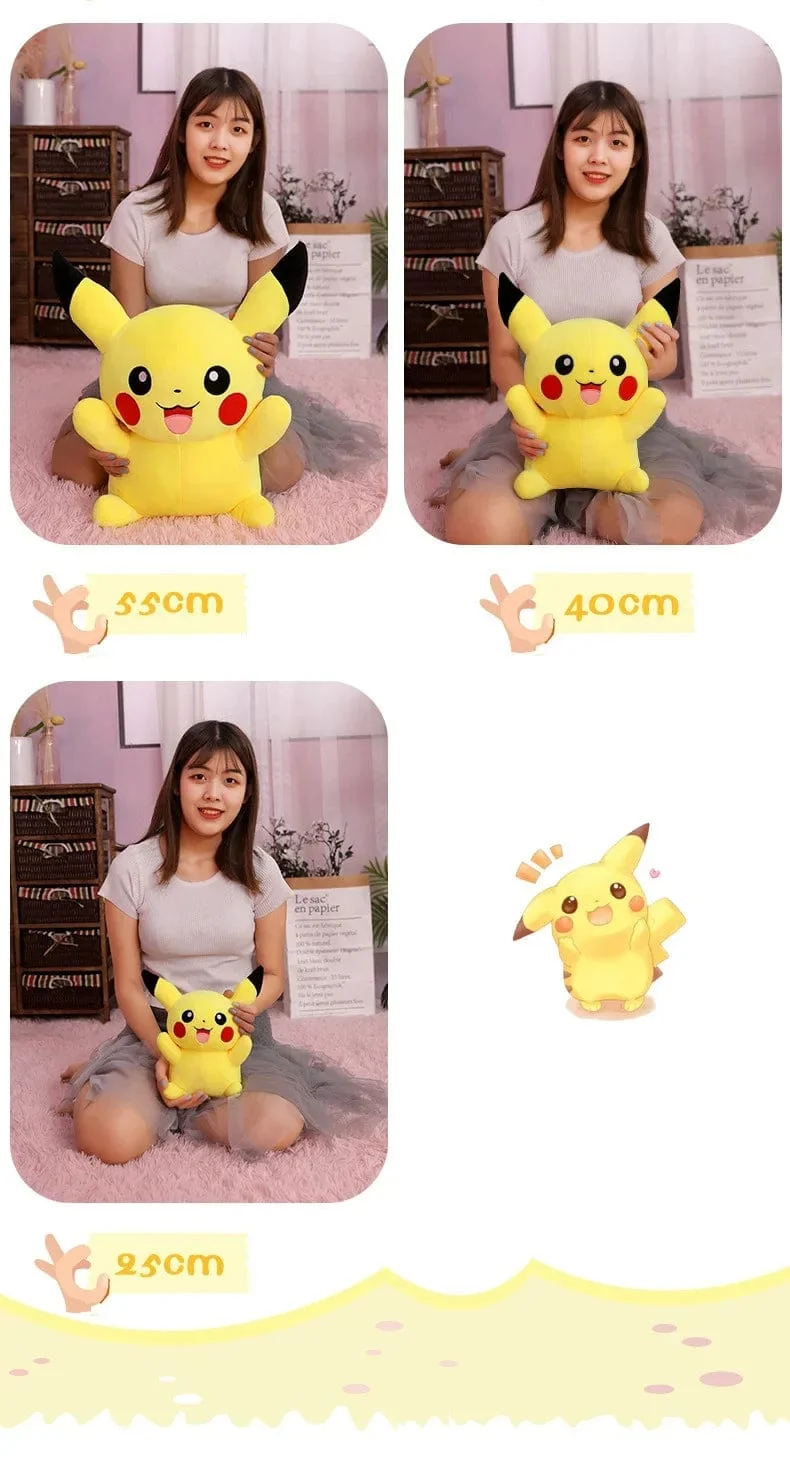 80 cm große Pokemon Pikachu Plüschpuppe Japanischer Anime Süßes und weiches Pikachu Kinderbegleitkollektion Spielzeug Geschenke